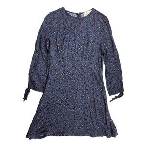 Blush Boutique Blue Pink Leopard Print Tie Cuff Long Sleeve Dress Size Medium